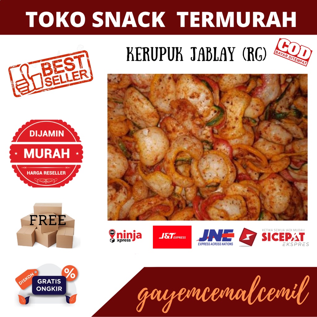 

snack kiloan kerupuk jablay/jablay RG/kerupuk seblak/kerupuk warna warni/makanan pedas/250 gram/500 gram cemilan camilan jajanan murah