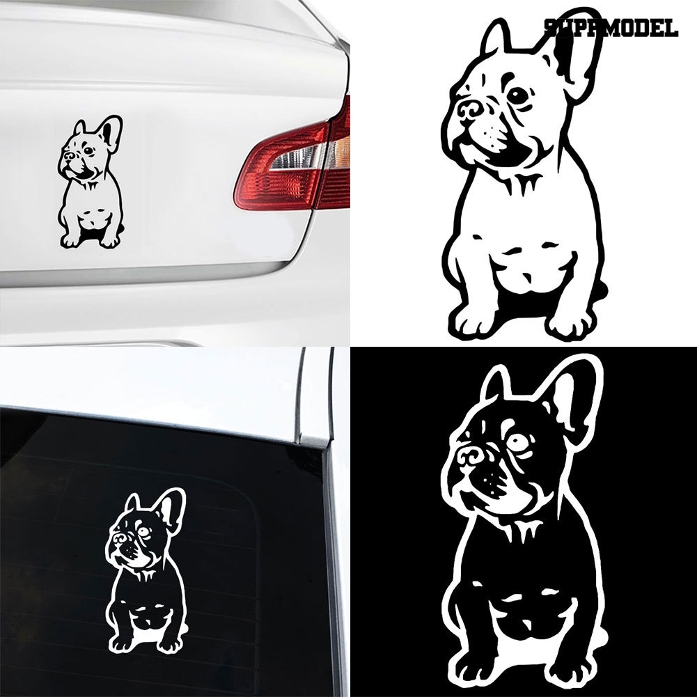 Stiker Reflektif Motif Anjing French Bulldog Untuk Dekorasi Bodykaca Mobil