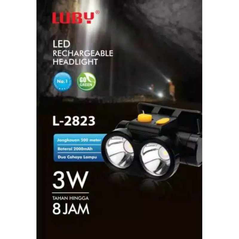 Head Lamp / Senter Kepala Luby Cas Ulang 3W L-2823