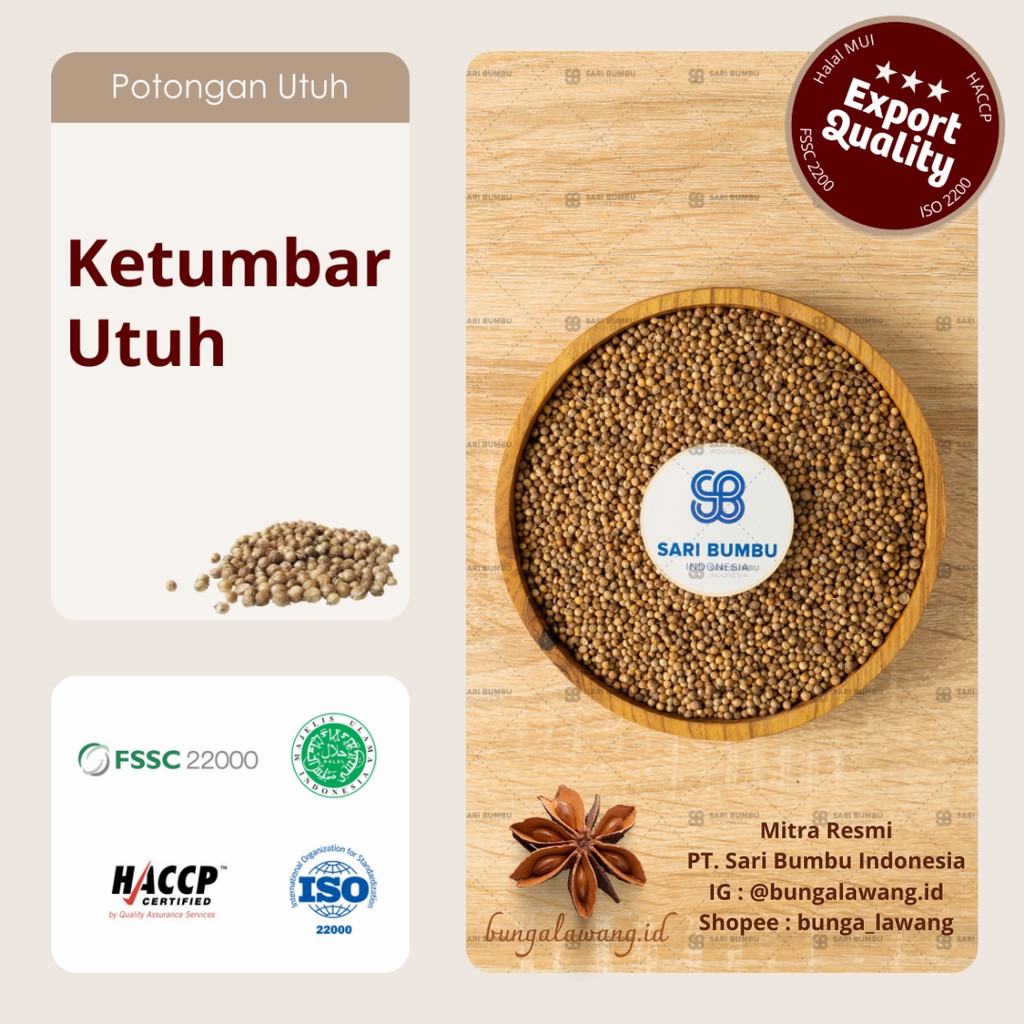 

Ketumbar Utuh / Coriander Seed Export Quality