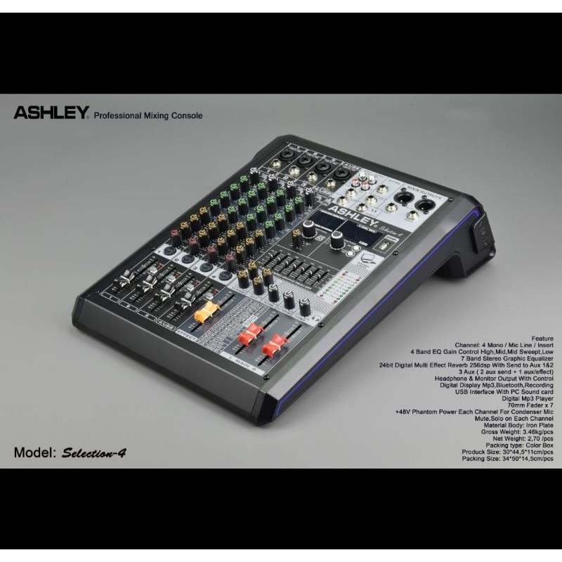 MIXER AUDIO ASHLEY SELECTION4/SELECTION 4 4CH USB-MP3-BLUETOOTH-RECORDING ORIGINAL