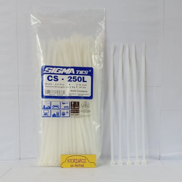 KABEL TIES SIGMA CS 250L LEBAR PUTIH 25cm 1pcs - IKAT KABEL TIS INSULOK