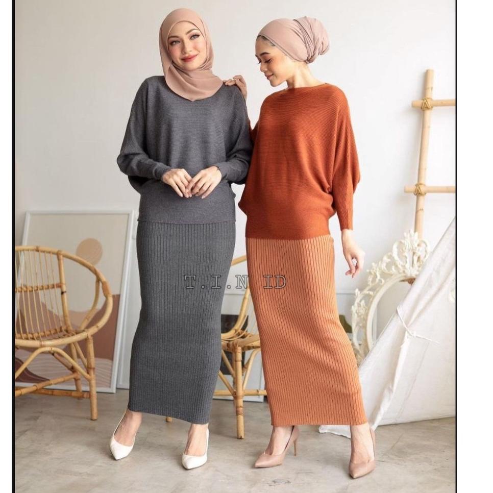 Serbuuuu.. Rok rajut span premium Import Long pensil rib knit skirt