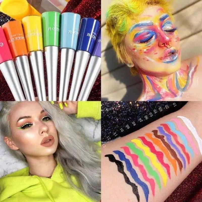 CMAADU Colorful Neon Liquid Matte Eyeliner Cair Warna Warni Waterproof Tahan Air