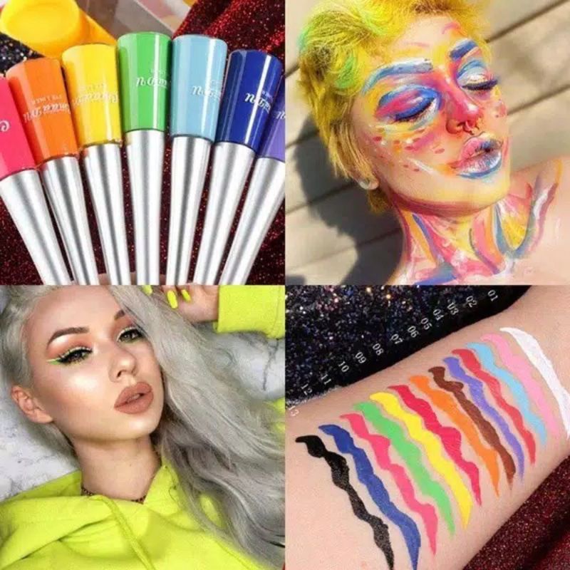 CMAADU Colorful Neon Liquid Matte Eyeliner Cair Warna Warni Tahan Air