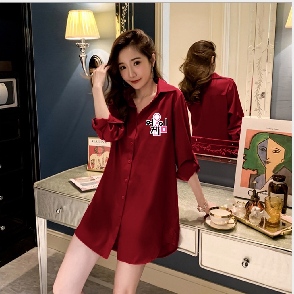 [HNFK] Kemeja Wanita Korean Style / Baju Tunik Wanita / Atasan Wanita / Tunik / Baju Panjang Wanita / Kemeja Wanita