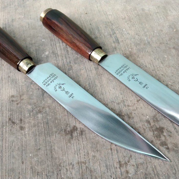 Pisau Seset Kulit - Kerajinan Pisau Sembelih Seset Cap Garpu Lokal - Vivistecolection