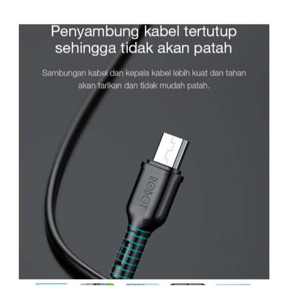 Kabel Charger Powerbank Robot RBM100s Micro USB 100cm Samsung Oppo Vivo