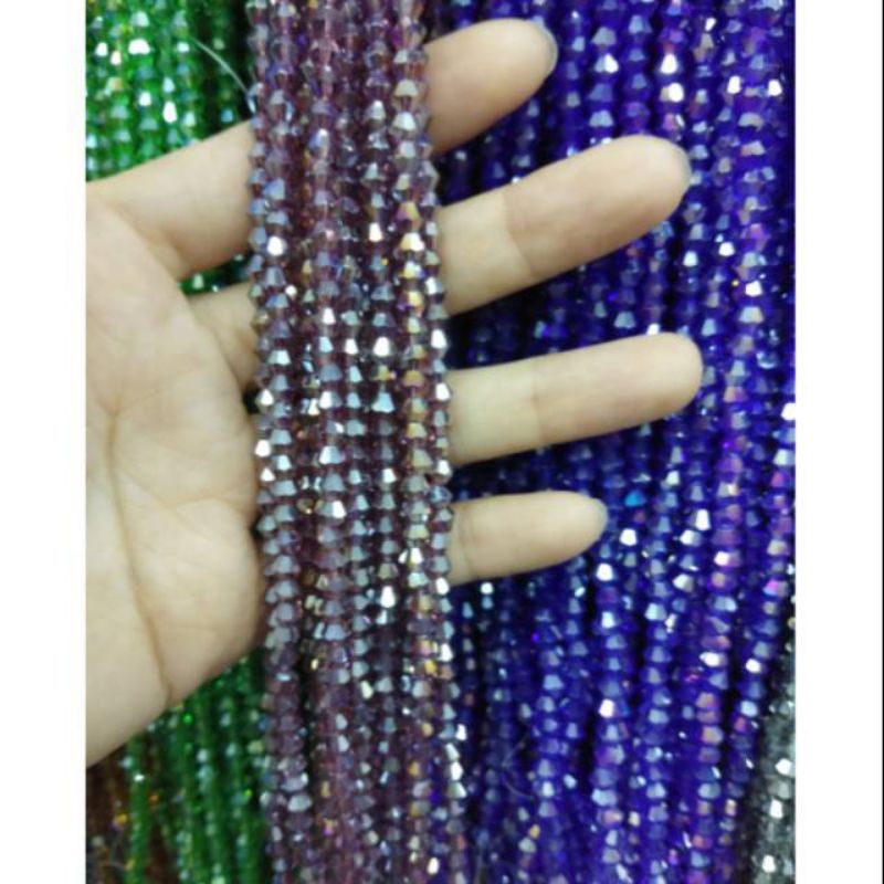 Kristal Kerucut Ungu Bening 4 mm