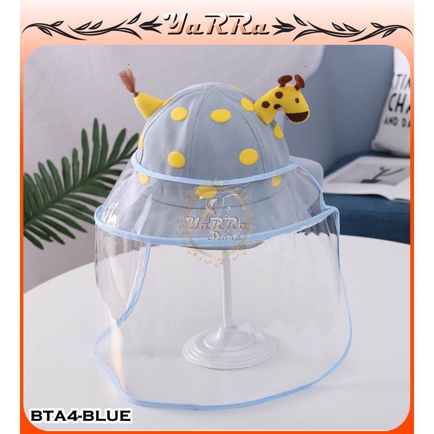 TOPI ANAK BUCKET PEREMPUAN BUCKET LAKI LAKI MOTIF JERAPAH PELINDUNG WAJAH ANTI VIRUS BTA-BTA4-BLUE