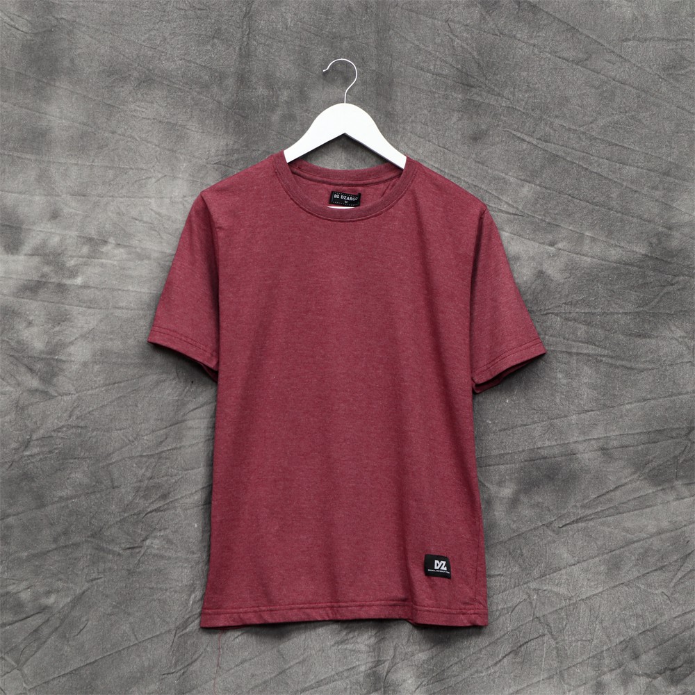 Dzargo Kaos Polos Pria Cotton ThreetonePremium Maroon (baju, dll)