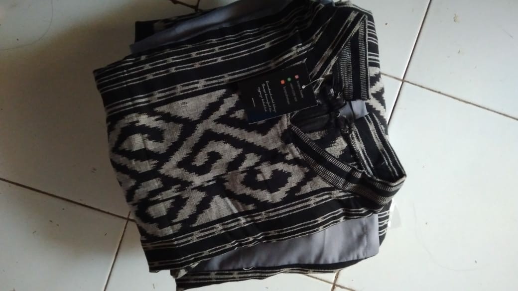 Realpict Gamis Batik Tenun Troso Kombi Polos Abaya