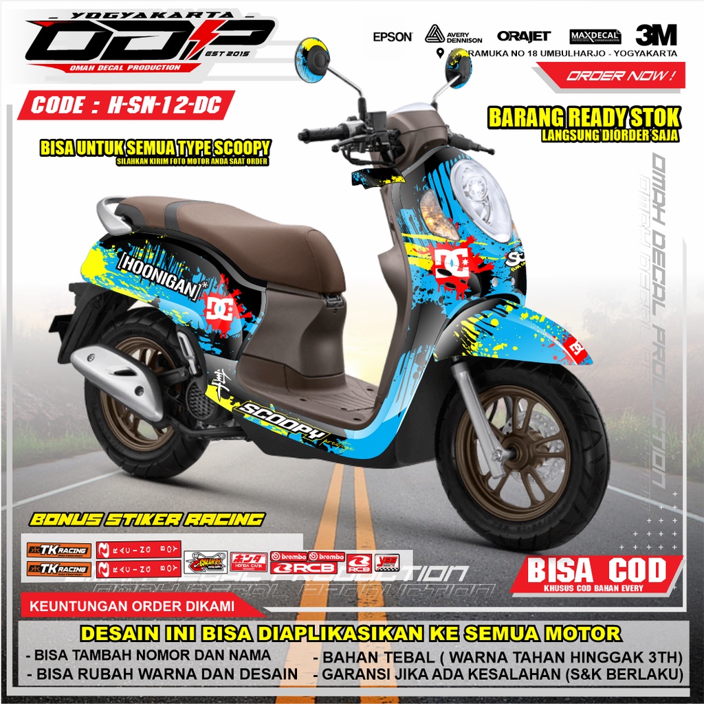 VARIASI aksesoris decal  ALL NEW honda scoopy full body dekal stiker striping honda scopy fi esp 202