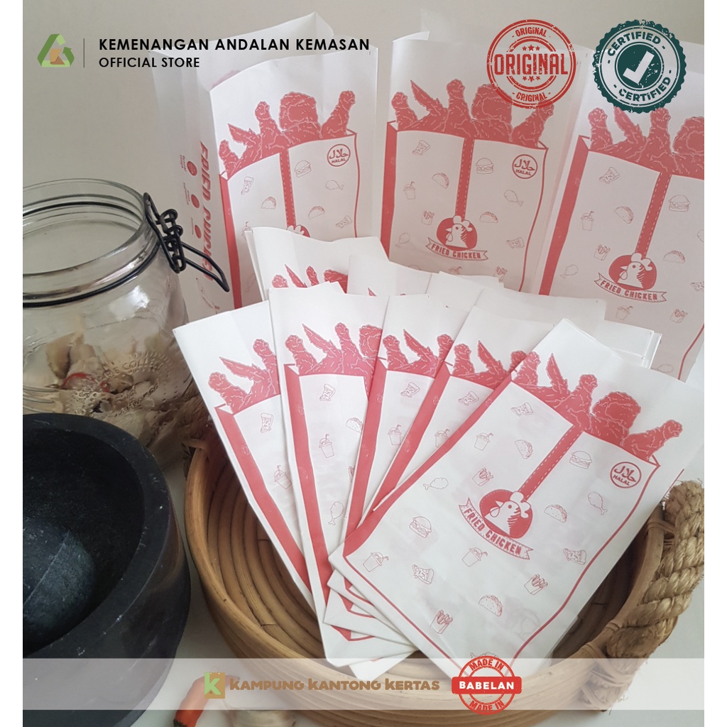 KANTONG FRIED CHICKEN , KEMASAN FRIED CHICKEN, KANTONG KERTAS FRIED CHICKEN, BUNGKUS FRIED CHICKEN 1