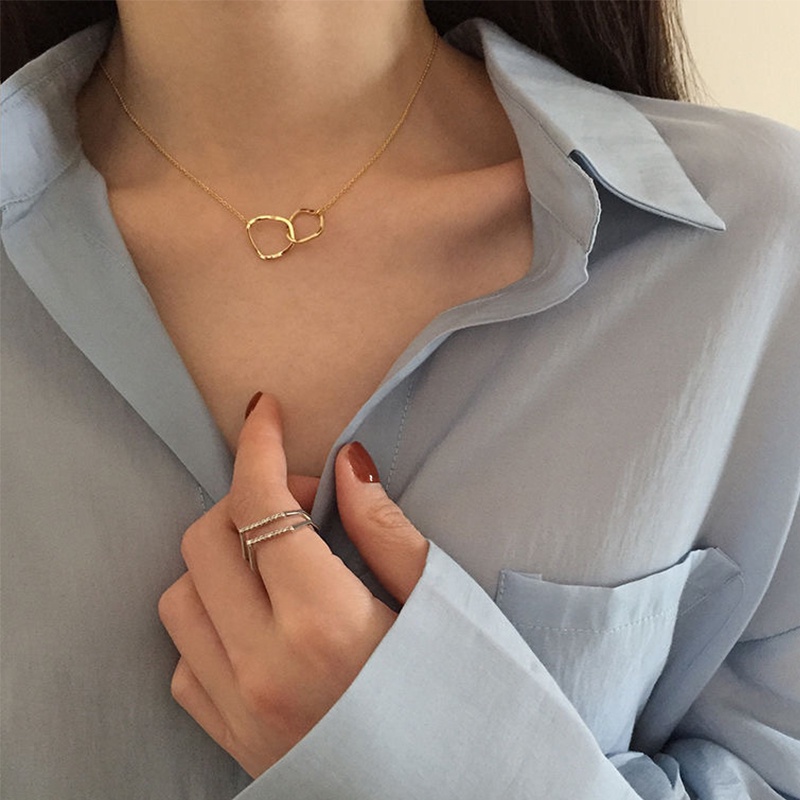 Simple Double Ring Pendant Design Necklace Female Clavicle Chain Necklace