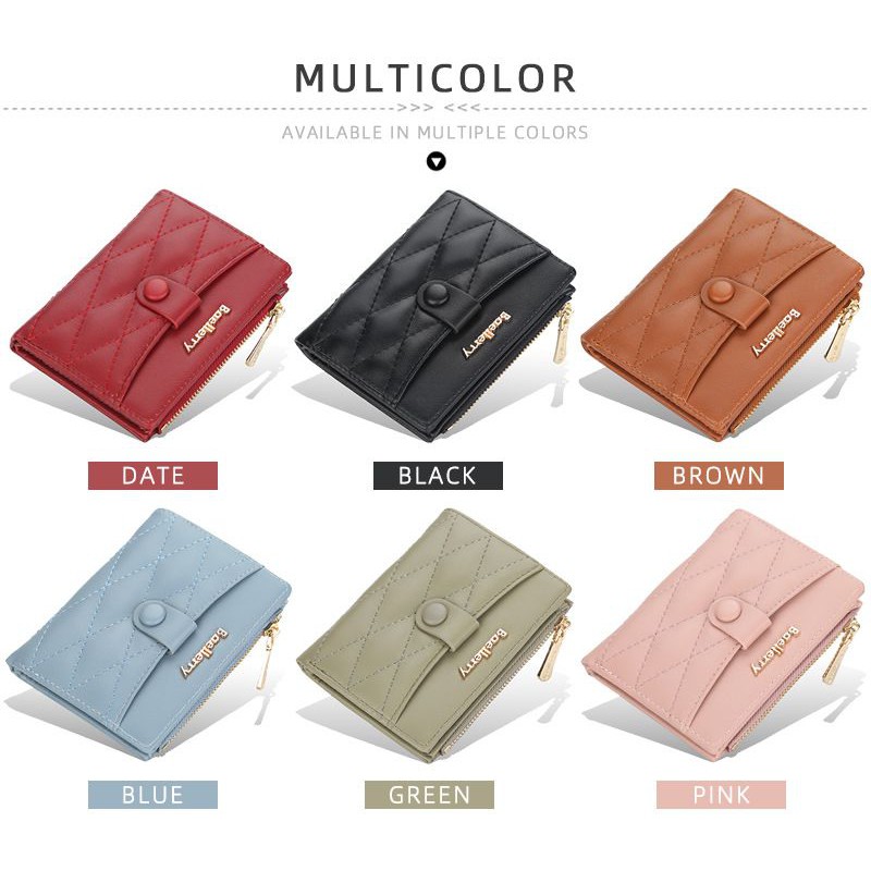 BAELLERRY N5020 Dompet Wanita Kecil Dompet Pendek Lipat Dompet Kartu Wanita Bahan Kulit PU Leather Premium WATCHKITE WKOS