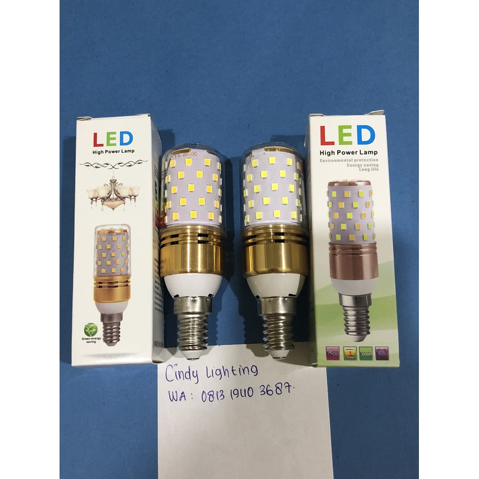 Lampu bohlam LED Corn candle hias terang gantung e14 12 watt