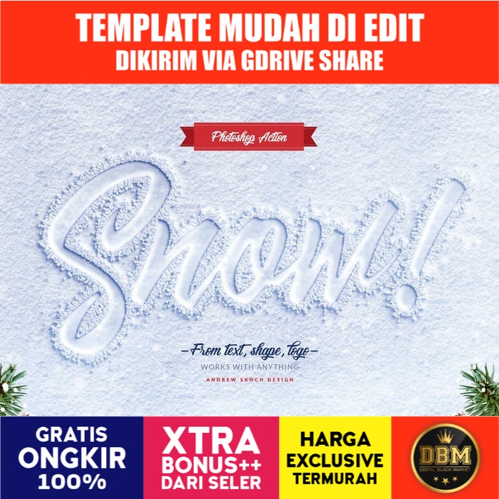 Snow Lettering - Photoshop Action