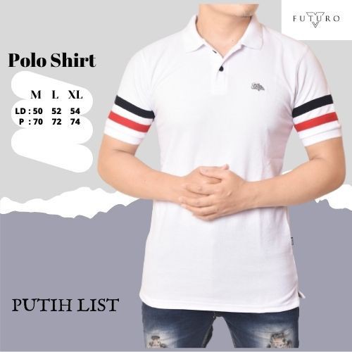 Kaos kerah polo lengan pendek List Lengan / polo shirt pria