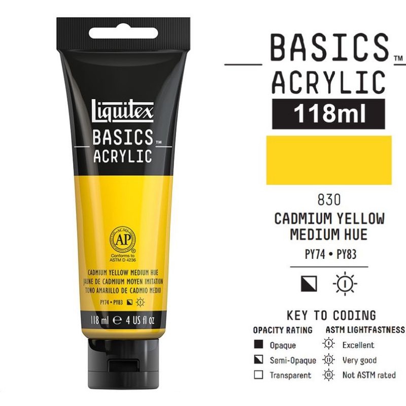 

LIQUITEX BASICS ACRYLIC COLOUR 118 ML CADMIUM YELLOW MEDIUM HUE