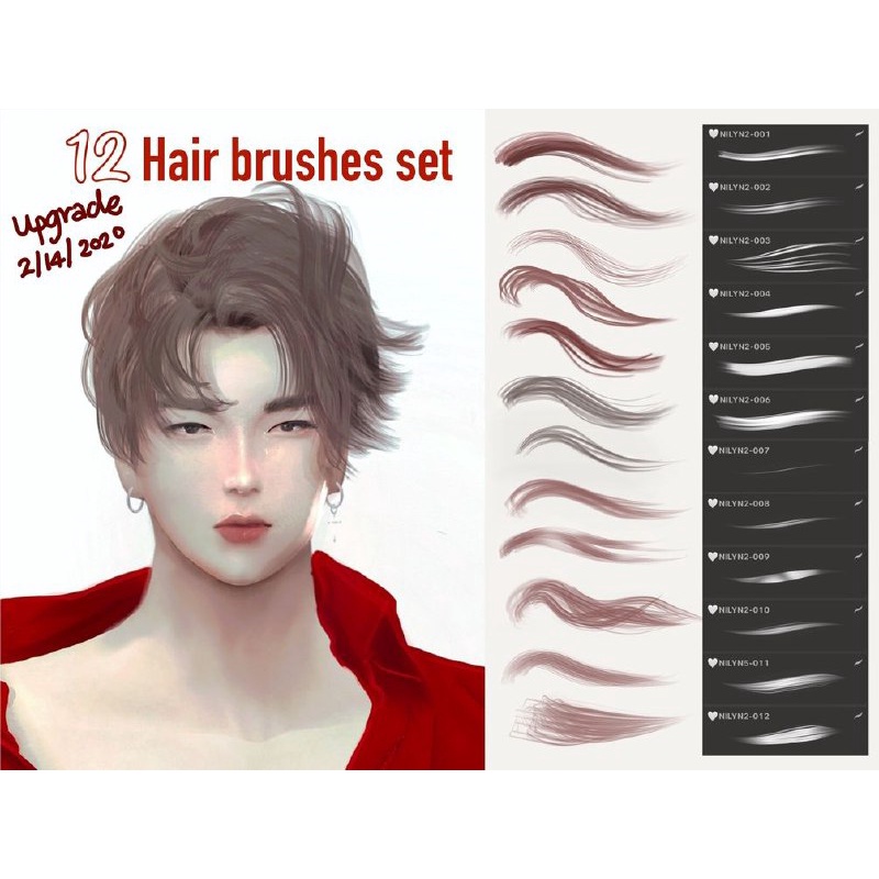 Procreate Brush - 12 Hair Brushes Set