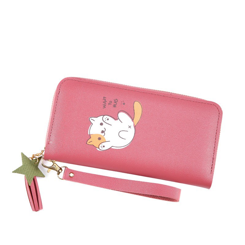 EV - D117 DOMPET PANJANG WANITA  DENGAN KARAKTER CAT CUTE