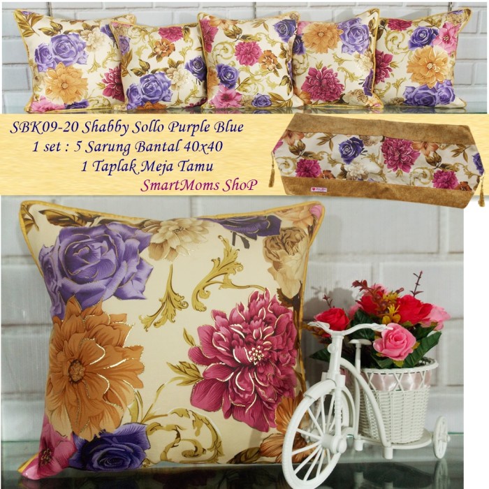 Sarung Bantal Sofa - Sarung Bantal Sofa Kursi Sollo Purple Blue / Sbk Set 40X40 Mewah