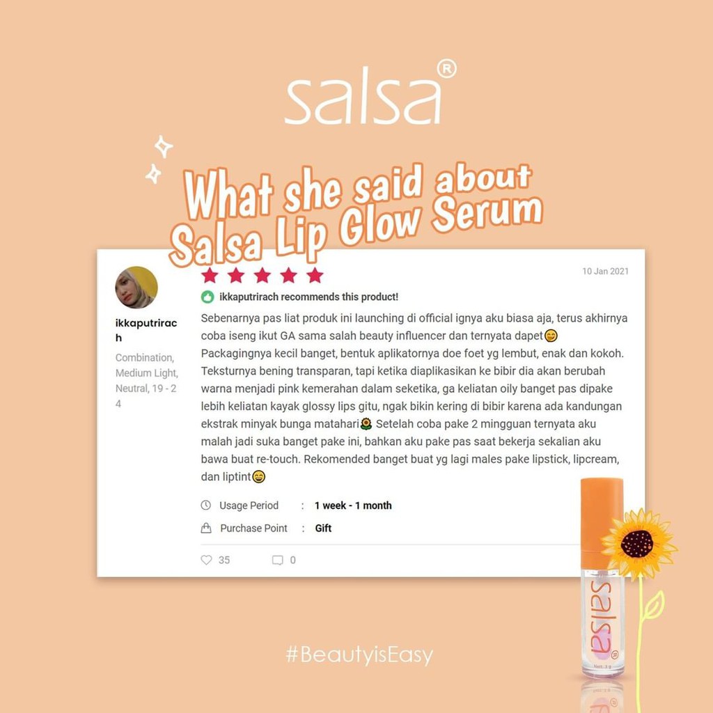 ⭐BAGUS⭐ SALSA LIP GLOW SERUM | Lipglow Lippie Serum Bibir 3gr