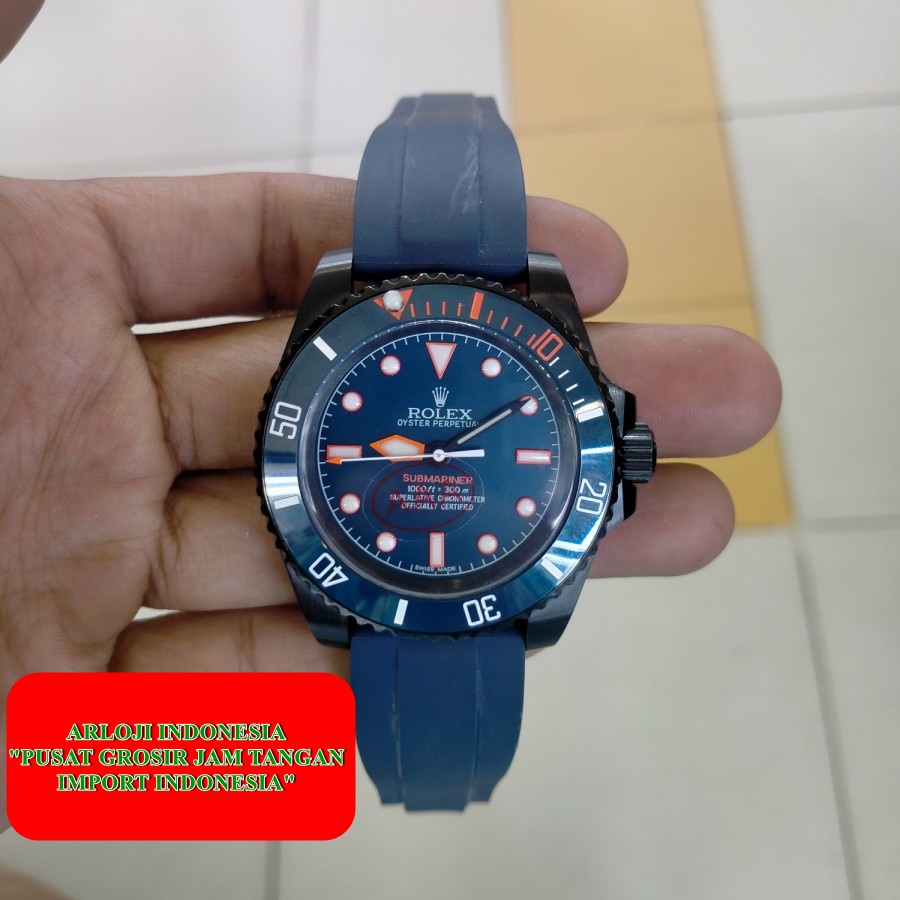 New Jam Rolex Submariner No Date Black Strap Rubber Garansi 1th
