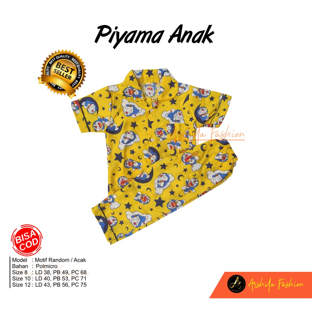 Piyama anak usia 6-12 th Bahan Poly Micro (Arshila_fashion)