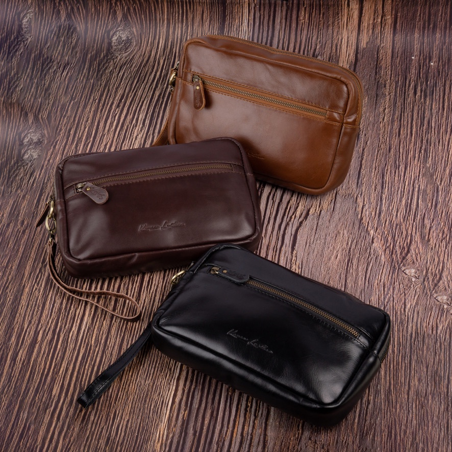 Kenes Leather Clutch Pouch Tas Tangan Unisex Kulit Asli VENUS Pullup, CH - Free Gravir Nama