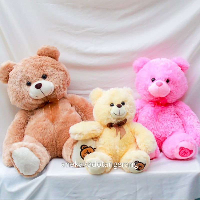 BONEKA TEDDY BEAR BERUANG COKLAT PINK CREAM BESAR MEDIUM SEDANG JUMBO BONEKA PANDA PITA KADO PACAR