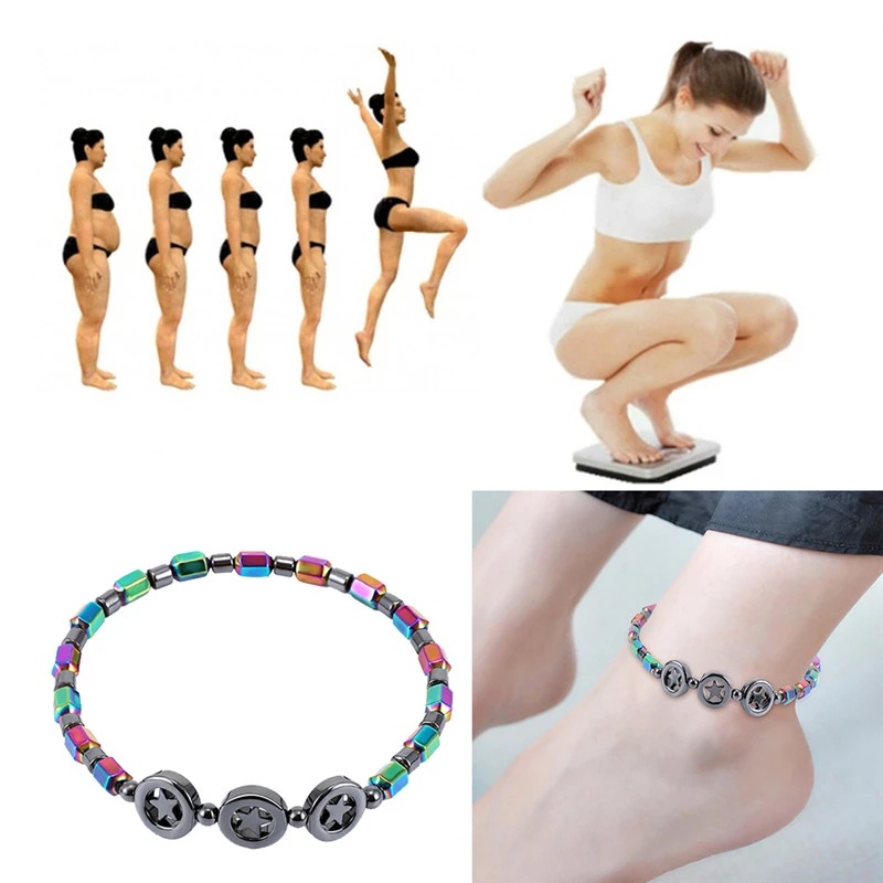 Gelang Kaki Manik-Manik Batu Gallstone Hitam Aksen Bintang Gaya Vintage Untuk Terapi Kesehatan
