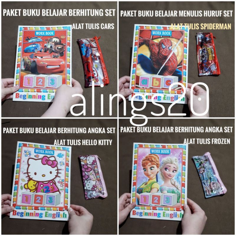 

Paket Buku Belajar Menulis Huruf Atau Berhitung Angka Set Alat Tulis Karakter Favorit