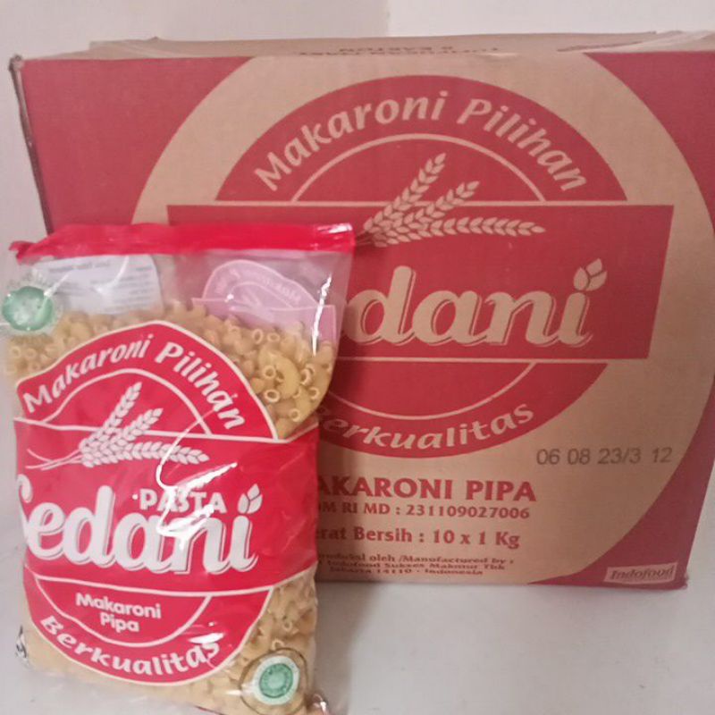 

Sedani Pasta Makaroni Pipa 1kg 1 karton isi 10 pack