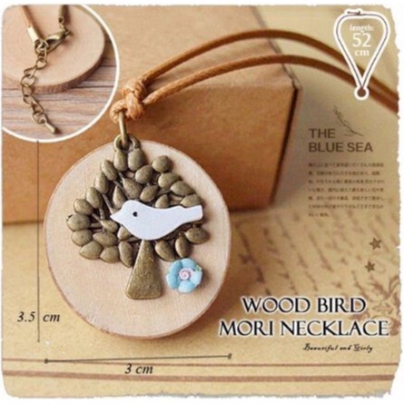 ACC5116BR - Kalung Jepang Tree And Cute Bird Mori style Kawaii