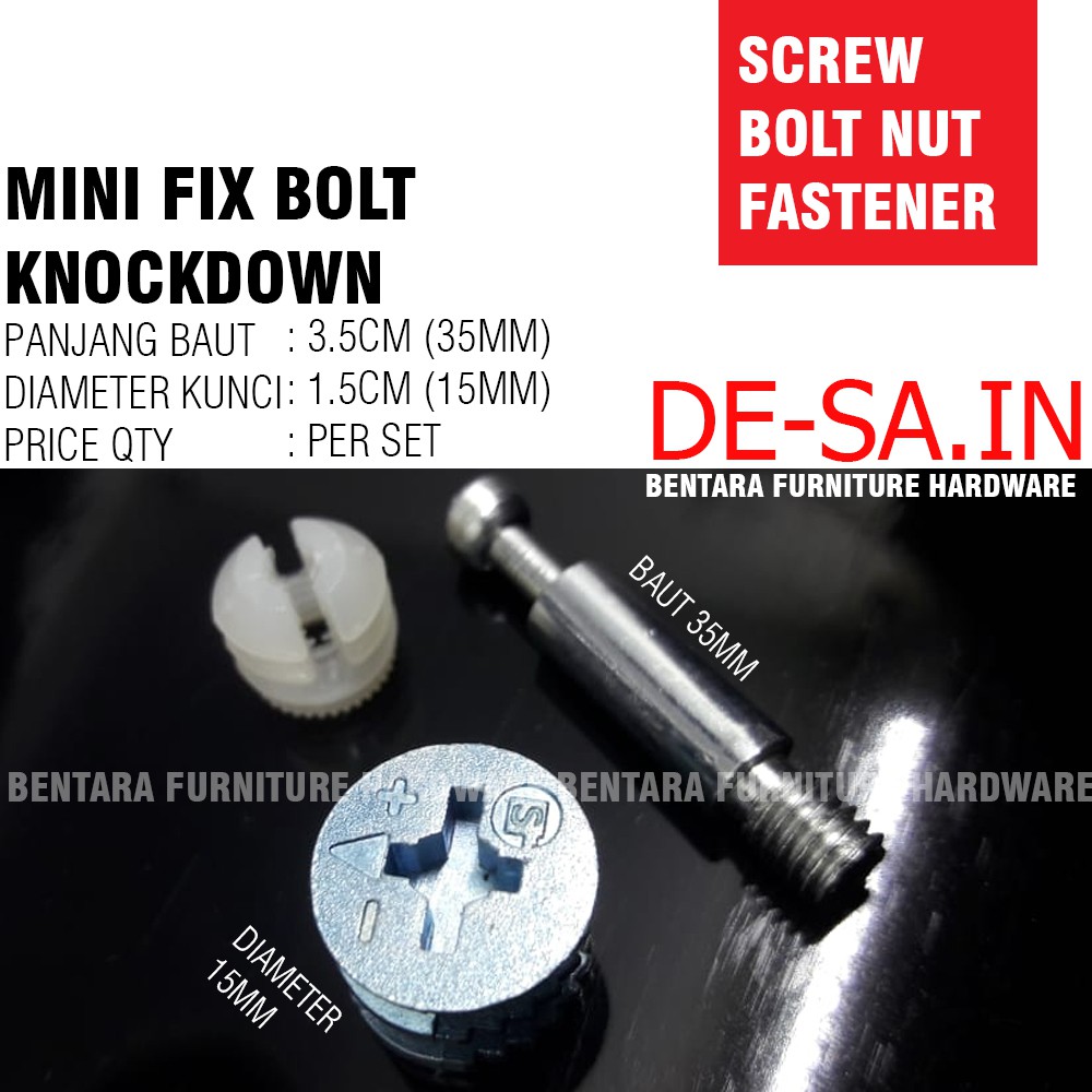 MINIFIX BOLT BAUT KNOCKDOWN SKRUP SOKET SAMBUNGAN JOINT FURNITURE