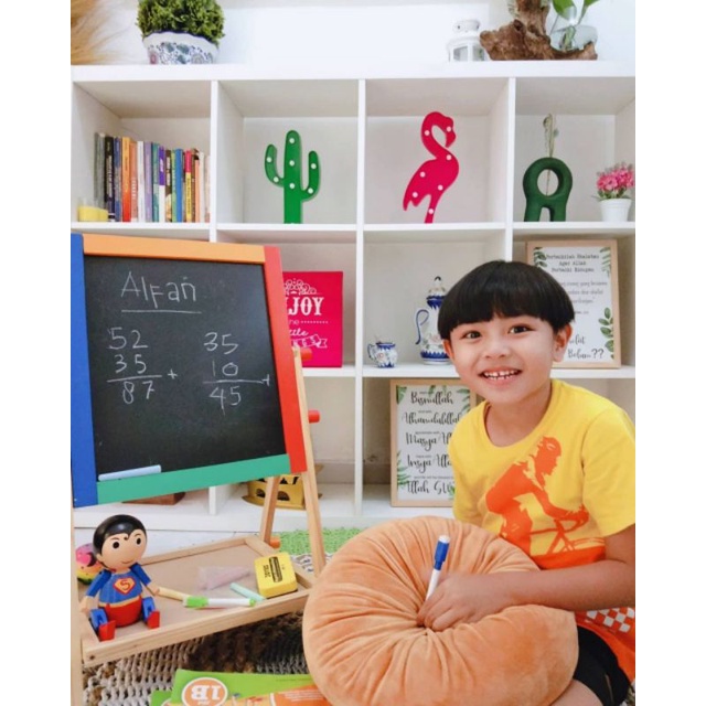 Papan tulis double side board write board white board black board mainan kayu menkay drawing board
