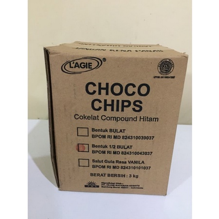 

Lagie Choco Chip / Coklat Chip Setengah Bulat 250gr dan Bulat 250gr repacked pilih salah satu