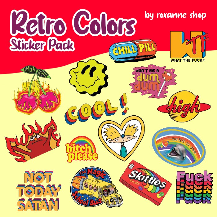 

AESTHETIC STICKER UNTUK HP / STICKER LAPTOP / STIKER JURNAL STIKER DECO (Code: Retro Colors Pack)