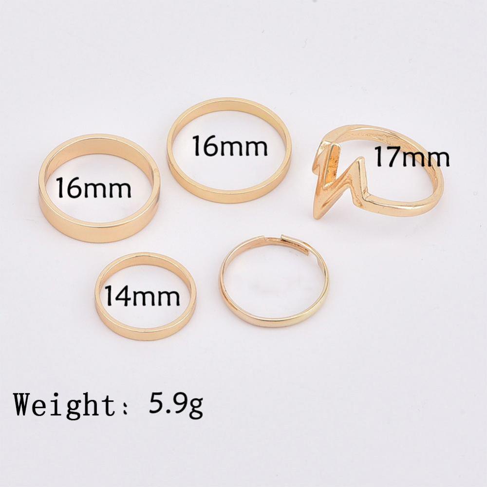 Timekey 5pcs / Set Cincin Buku Jari Aneka Bentuk Warna Gold / Silver Untuk Wanita A1K9