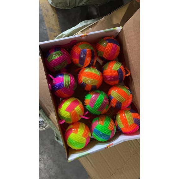 12 PCS Mainan Bola Karet Duri Nyala dan Bunyi - Flashing Spiky Ball