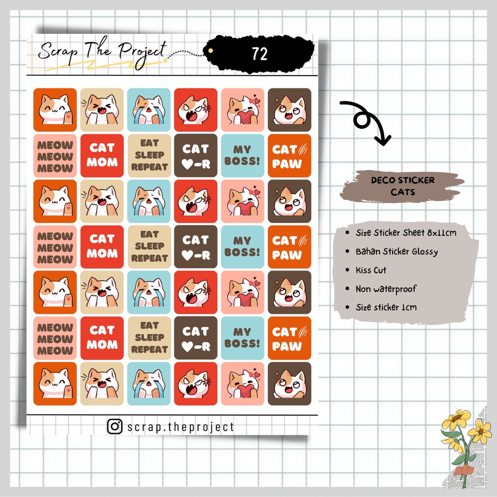 

STICKER PLANNER JOURNAL / CATS STICKER DECO / STP - 72