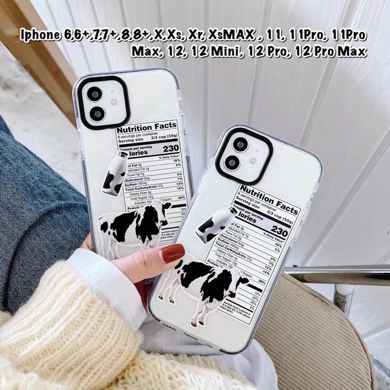 Cow Facts Antiknock Case Iphone 6 7 8 plus X Xs Xr XsMAX 11 11Pro 11ProMax 12 12Mini 12Pro 12ProMax