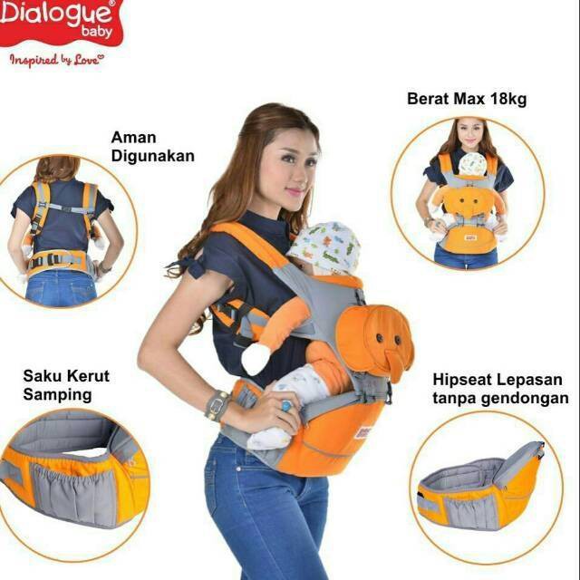 Promo !! SALE !! DIALOGUE HIPSEAT GAJAH DGG1001 - GENDONGAN BAYI HIPSEAT DIALOGUE BABY MURAH