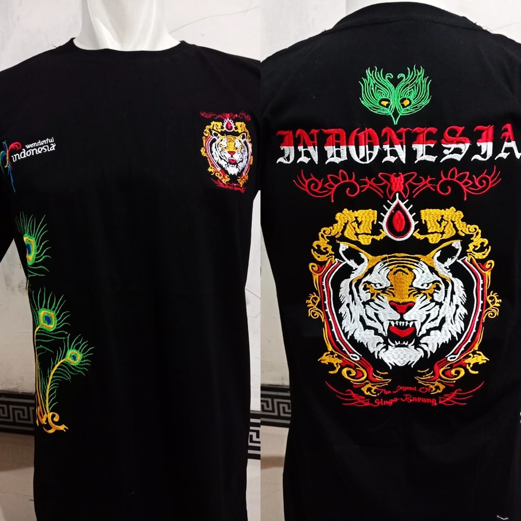 Kaos Pendek Pria | Kaos Bordir | Kaos Reog Reyog Ponorogo Singo Barong Pembarong Barongan Reog