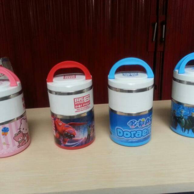 Rantang 2 susun stainless karakter / lunch box 2 susun