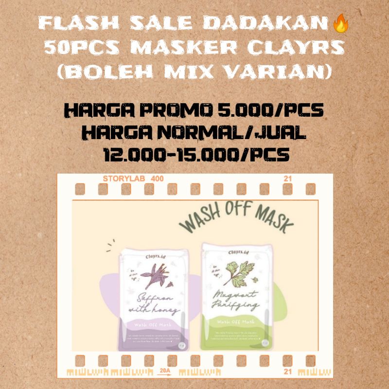 [50pcs masker] paket usaha masker/masker clayrs Mugwort/masker clayrs saffron/join reseller