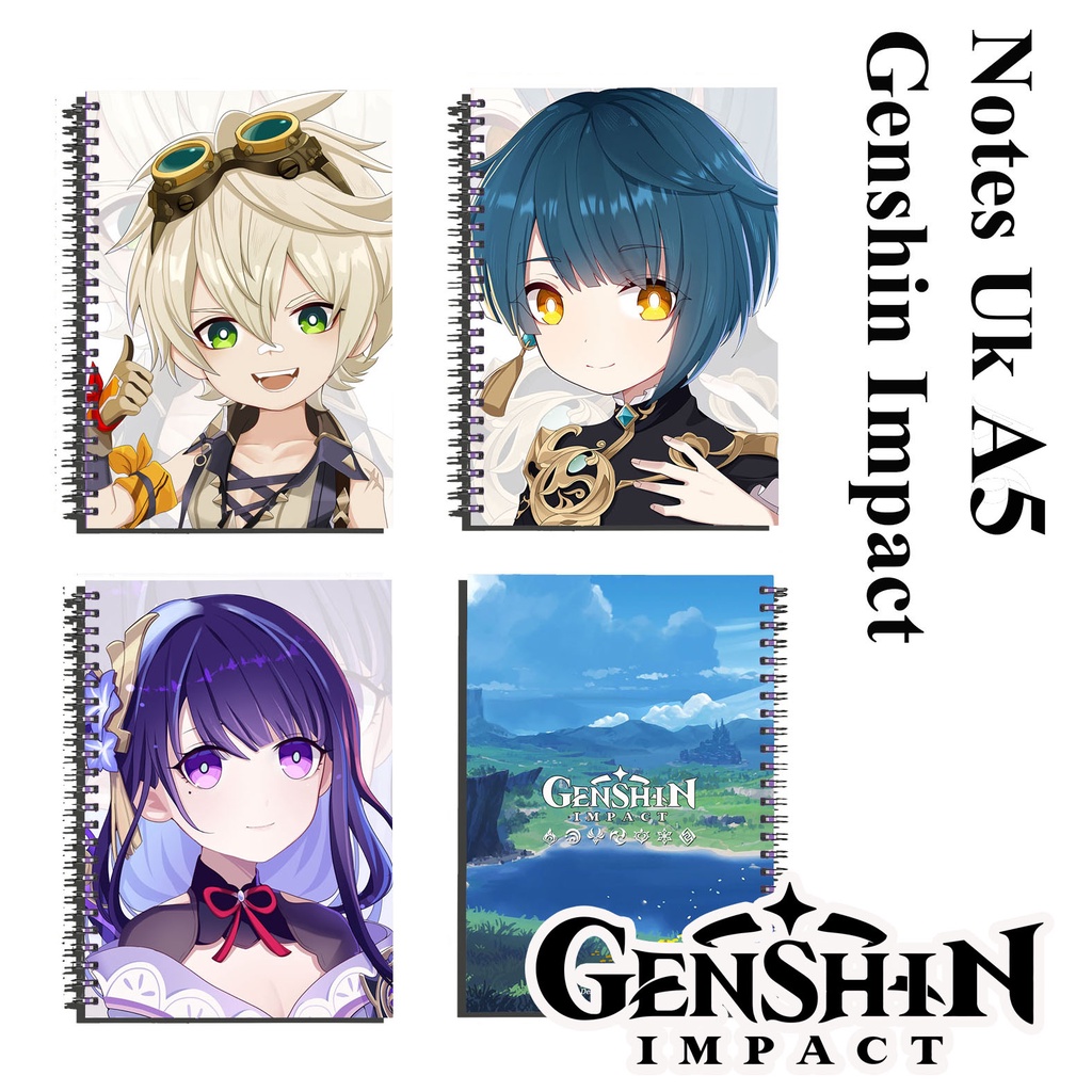 

notebook buku anime game genshin impact uk a5 (21x14,85cm) full colour murah meriah part 2