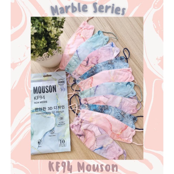 Masker KF94 KN95 Mouson Careion 4ply gradasi rainbow | marble galaxy isi 10pcs